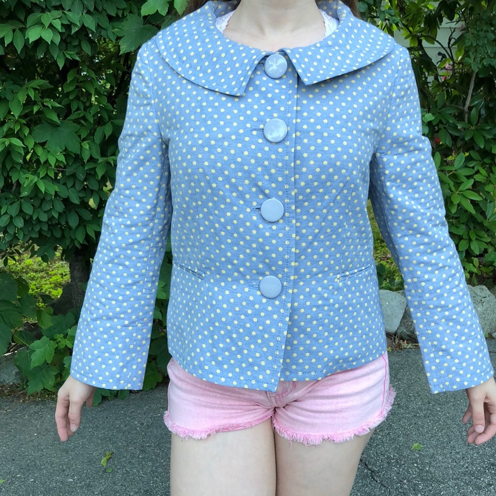 Moschino cheap and chic blue/yellow trapeze jacket